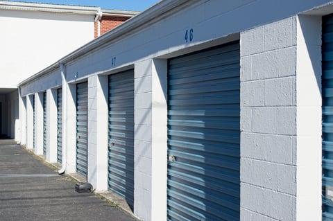 Concrete block storage facility with older access doors